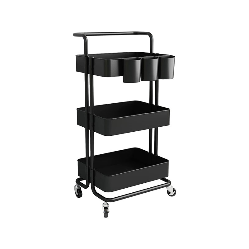 HZ2036 3-stufiger rollender Aufbewahrungswagen, Mehrzweckwagen mit zusätzlichen Hängebechern