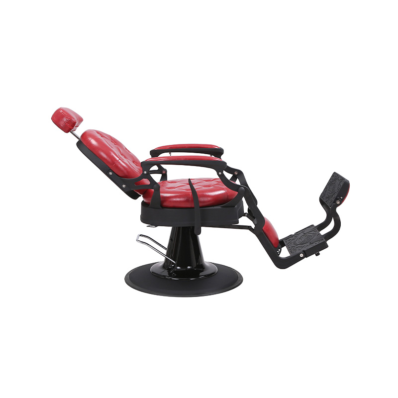 HZ8799MS Vintage-Friseurstuhl aus burgunderrot gewaschenem Leinen