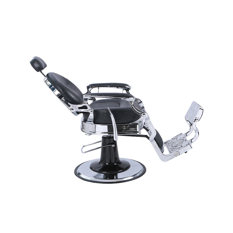 HZ8799C Schwarzer klassischer Retro-Liegestuhl mit vertikalem Muster und verdicktem quadratischem Kissen