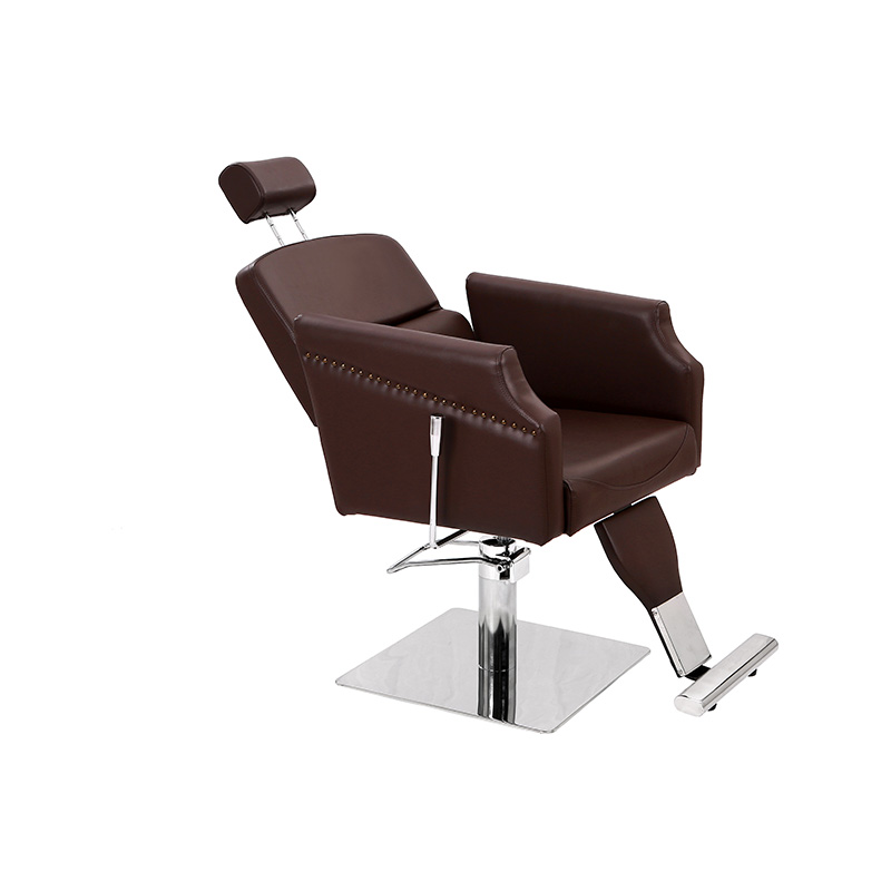 HZ87111C Brauner klassischer Liege-Friseurstuhl aus Leder, antiker Salonstuhl