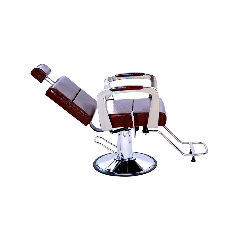 HZ8744 Brauner Allzweck-Salonstuhl mit silberfarbener Armlehne