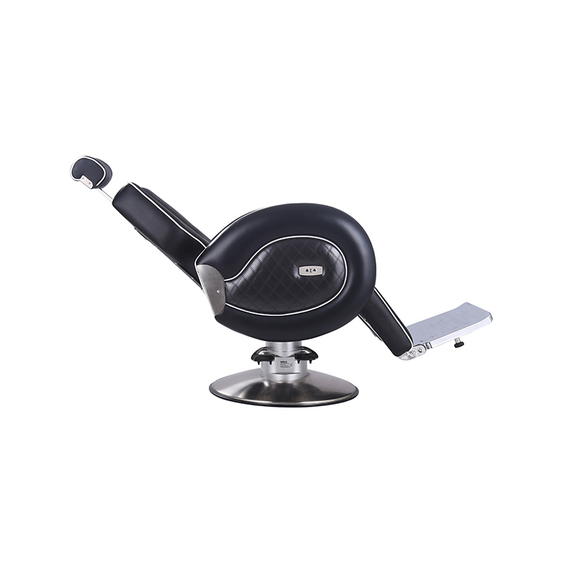 HZ8762 Robuster Salon-Friseurstuhl mit schwarzer Kante und weißem Rollkantenstreifen