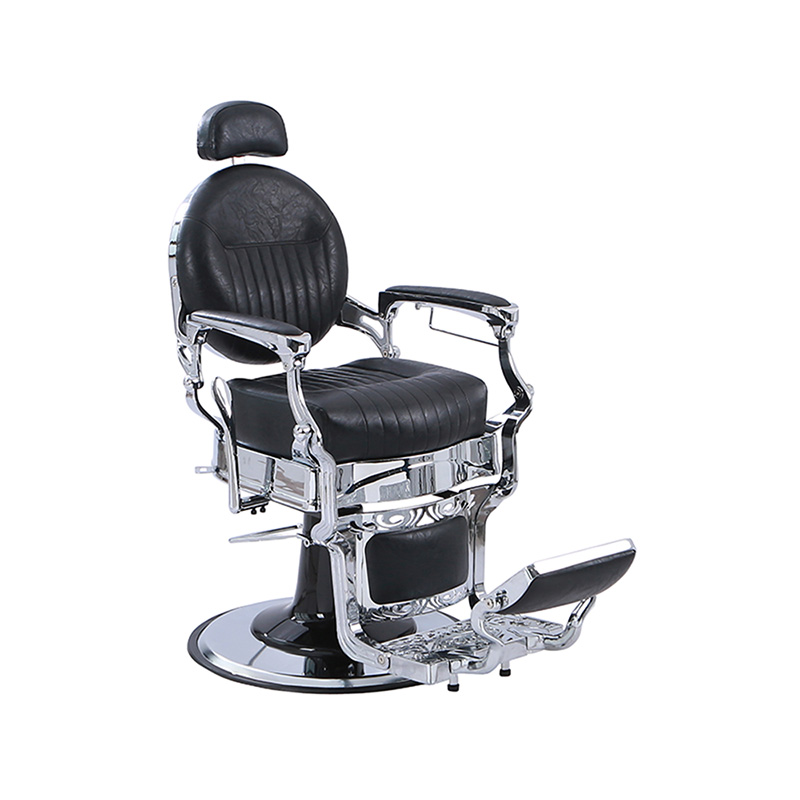 HZ8799C Schwarzer klassischer Retro-Liegestuhl mit vertikalem Muster und verdicktem quadratischem Kissen