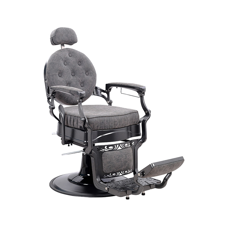 HZ8799M Grauer hydraulischer Retro-Friseurstuhl mit quadratischem Kissen