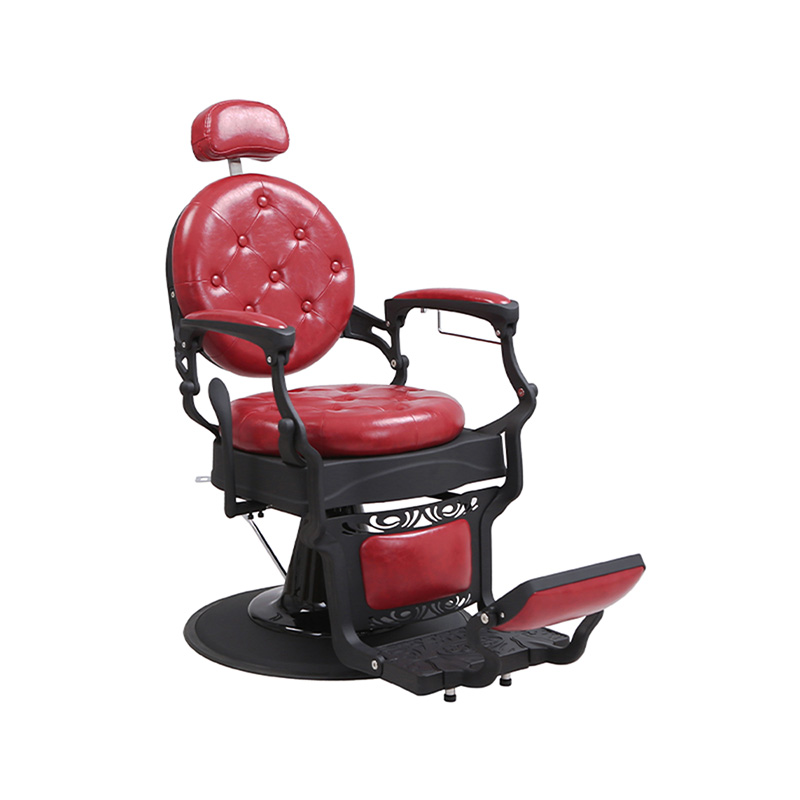 HZ8799MS Vintage-Friseurstuhl aus burgunderrot gewaschenem Leinen