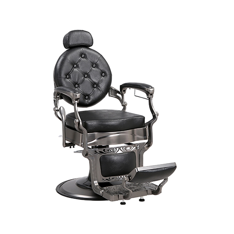 HZ8799Q-H Gun Grey quadratischer gepolsterter hydraulischer Retro-Friseurstuhl